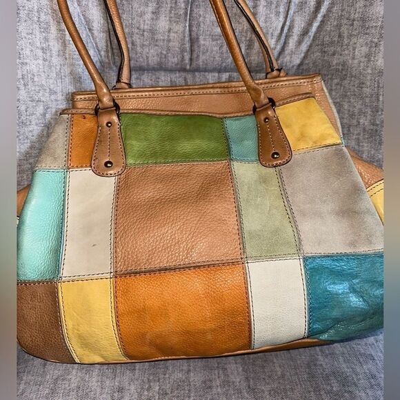 Fossil Vintage – Classic Patchwork Satchel Shoulderbag EUC - Picture 3 of 13